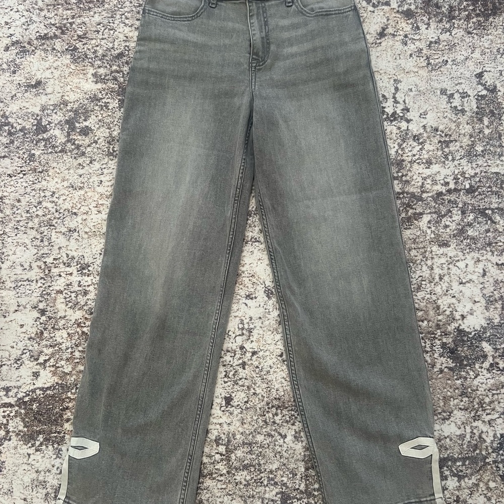 Abercrombie kids Light Grey High-Rise Wide Leg Jeans